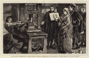 卡克斯顿庆祝活动，威廉卡克斯顿展示了他对国王爱德华四世及其女王的印刷标本
